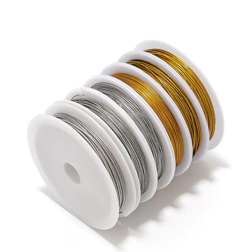 Alambre de acero inoxidable de 0,3-1mm, cuerda para abalorios, hilo de pesca para DIY, collar, pulseras, accesorios para hacer joyas