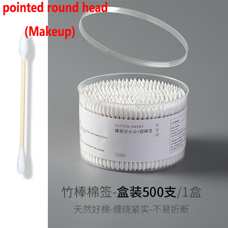 500 pçs encaixotado algodão cosmético cabeça dupla cotonete de algodão feminino maquiagem cotonetes para varas de madeira nariz orelhas ferramentas de limpeza