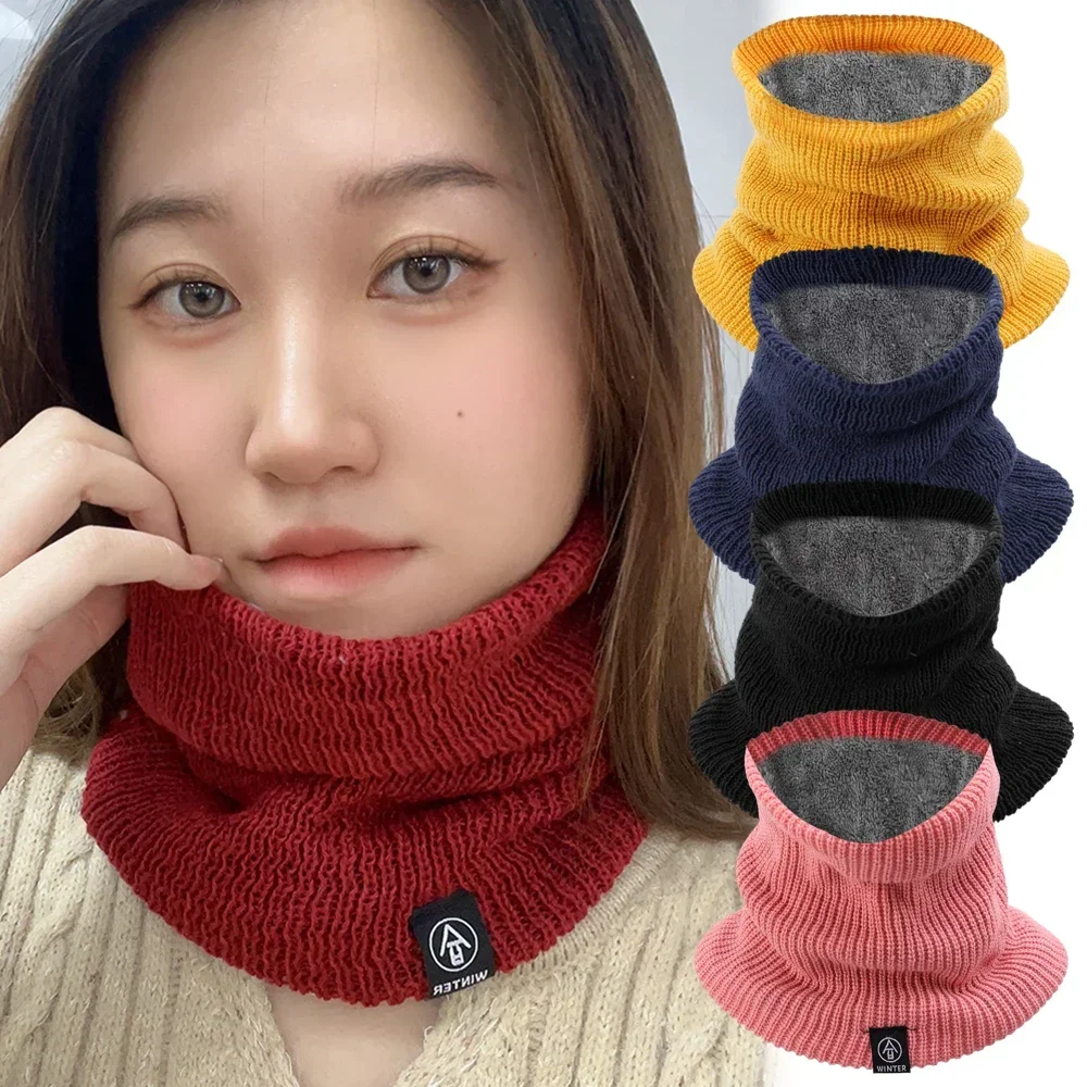 Bufanda de punto cálida de felpa para hombre y mujer, máscara completa a prueba de viento y frío, bufandas de cuello sólido de Cachemira, silenciador de lana gruesa