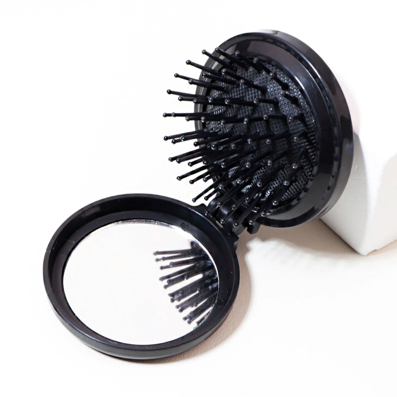 1pc mini cabeça dobrável massageador espelho anti-estático estilo acessórios portátil viagem escova de cabelo pente especial para perucas de cabelo real