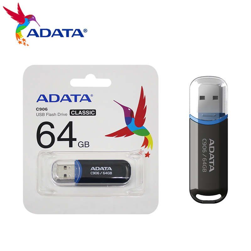 ADATA USB 2,0 Flash Disk C906 Memory Stick 8GB 16GB 32GB 64GB USB Flash Drive blanco negro Mini Pen Drive portátil para computadora