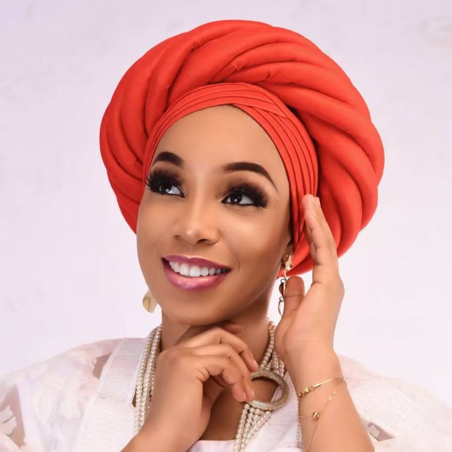 Twisted Braid Turban Cap für Frauen afrikanische Dame Kopf wickelt Nigeria Rohseide Autogele Headtie muslimischen Hut Party Kopf bedeckung Turbante