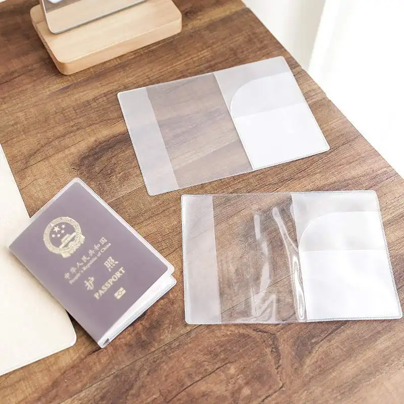 1pc capa protetora de passaporte transparente fosco pvc à prova dmultifunction água multi função cartão de crédito de negócios documento caso bolsa