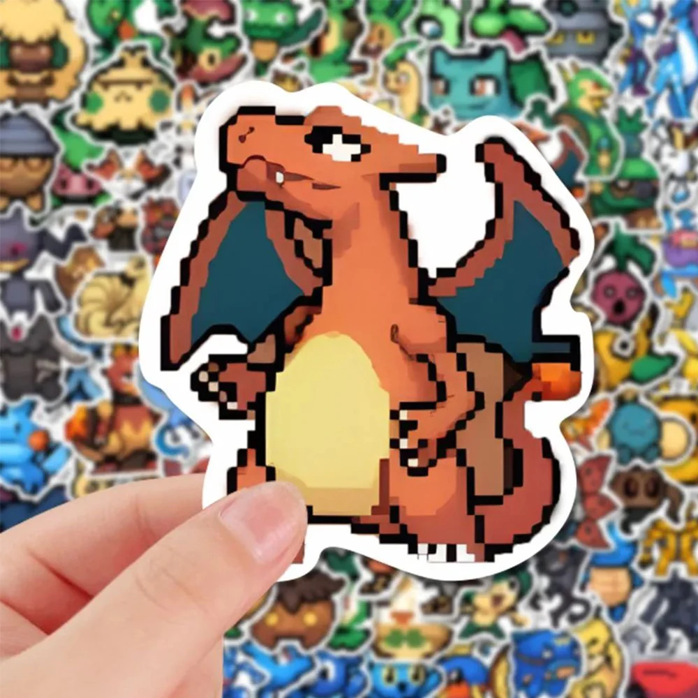 10/30/50/111 Uds. Pegatinas de Pokémon estilo píxel lindo Anime DIY equipaje portátil Kawaii Pikachu Squirtle calcomanía de dibujos animados diversión para chico juguete