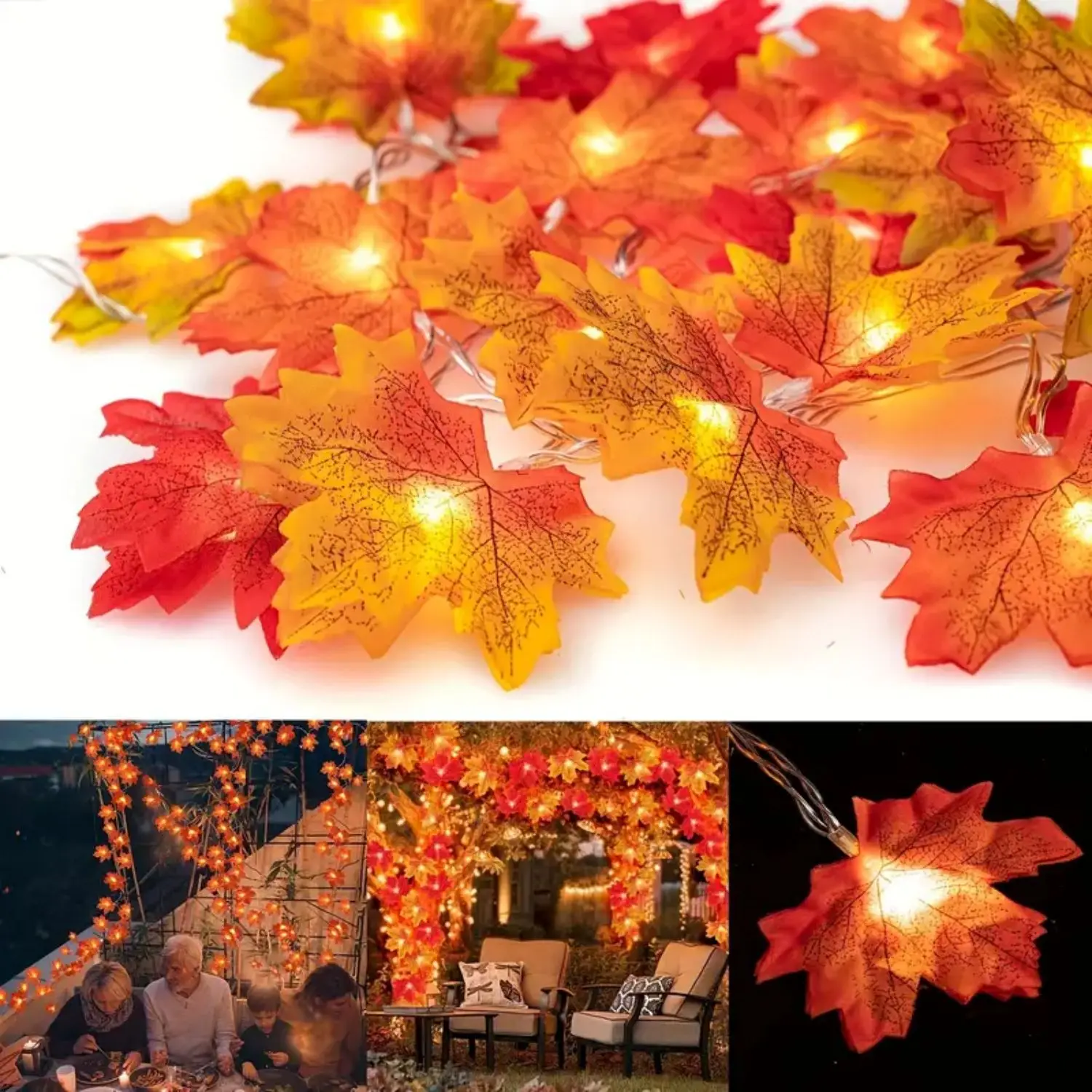 1 PC 10/20/40 LED Maple Leaf String ไฟ Fairy แบตเตอรี่ขับเคลื่อนสําหรับงานปาร์ตี้วันหยุด Arrangement ฉากตกแต่งกลางแจ้ง