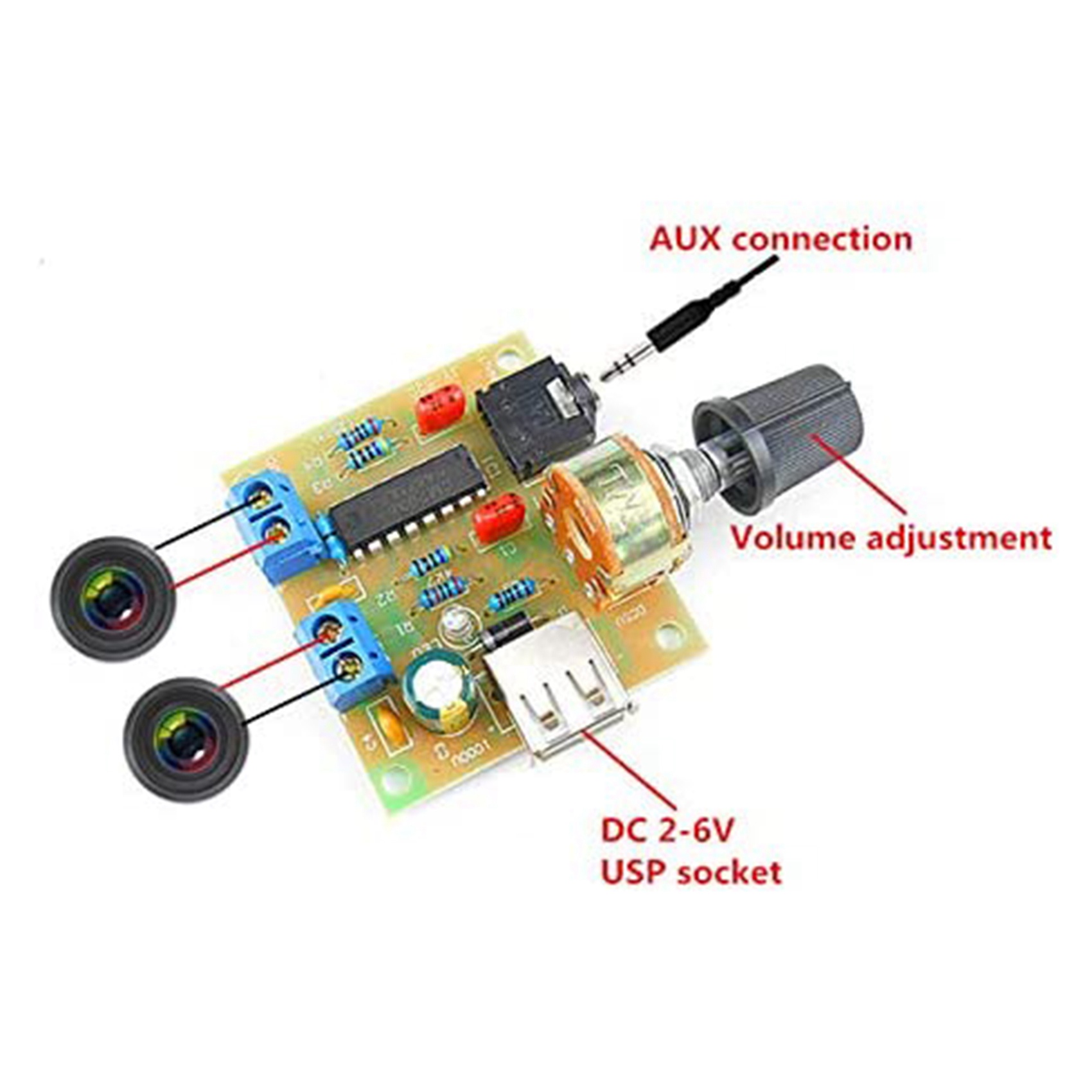 Mini-Leistungs verstärker platine 5W 5W HiFi-Zweikanal-PM cm2038 5-V-USB-Netzteil-Audioverstärker