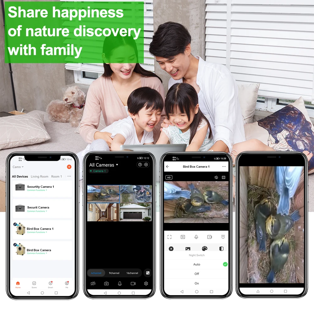 Smart Tuya Bird House 4MP HD WiFi Camera Wireless Birdbox with Night Vision Video Recording SD Card Playback Real Time DIY Gift