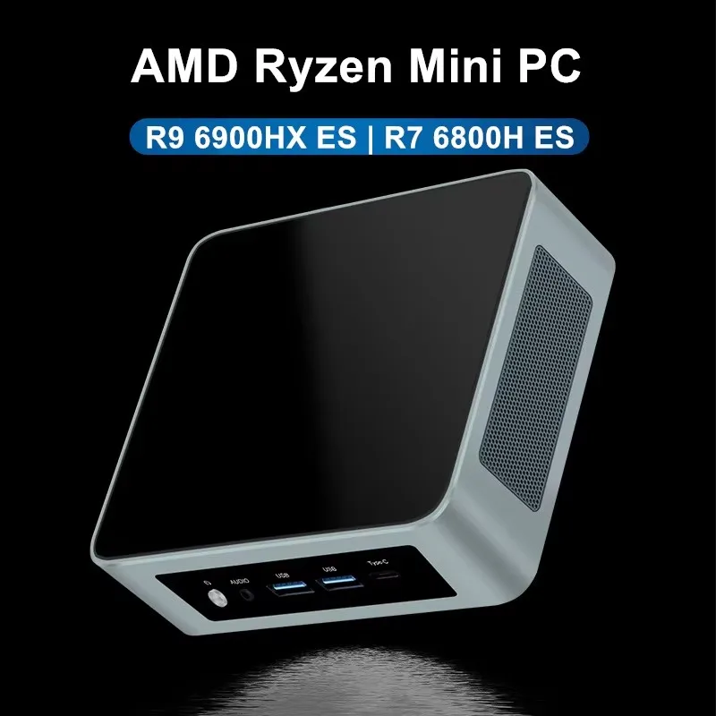 Topton AMD Mini PC Gamer Ryzen 9 6900HX ES 8 Core 2xDDR5 2xLAN 2.5G NVMe USB4 Windows 11 Pro Desktop Mini Gaming Computer WiFi6E