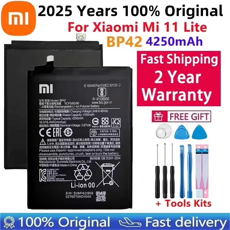 2025 год 100% оригинальный аккумулятор BM4X BM55 BP42 для Xiaomi Mi 11 Mi11 Lite 11 Pro Ultra Сменные аккумуляторы Быстрая доставка