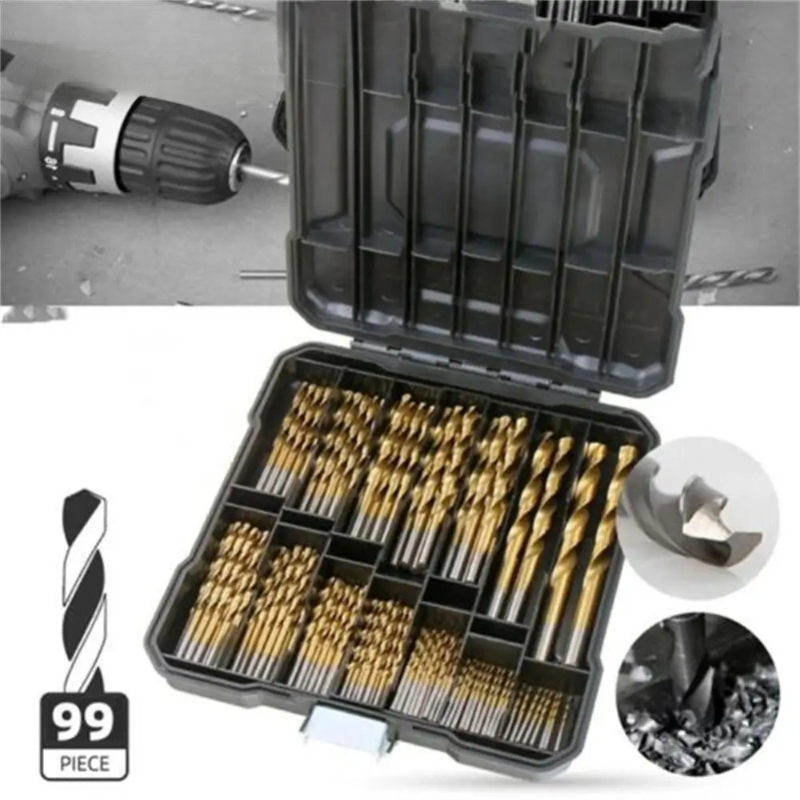 99 個 1/4 "-1/16" ツイストドリルセット防錆摩耗保護高速度鋼チタンコーティングされたドリルビットランディング