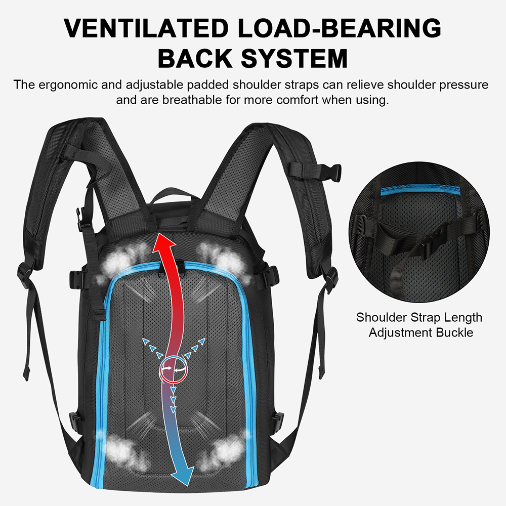 Bolsa para bota de esqui de viagem, mochila 50l de grande capacidade à prova d'água para botas de snowboard, capacete, óculos, pendurar esquis, separação seca e molhada