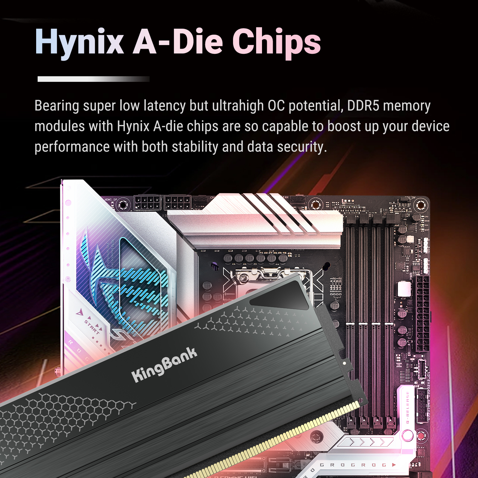 KingBank CL28 Memória DDR5 32GB RAM 16GBX2 6000MHZ Rams Memória DDR5 Kit UDIMM Dual Channel Computador Desktop PC Hynix A die
