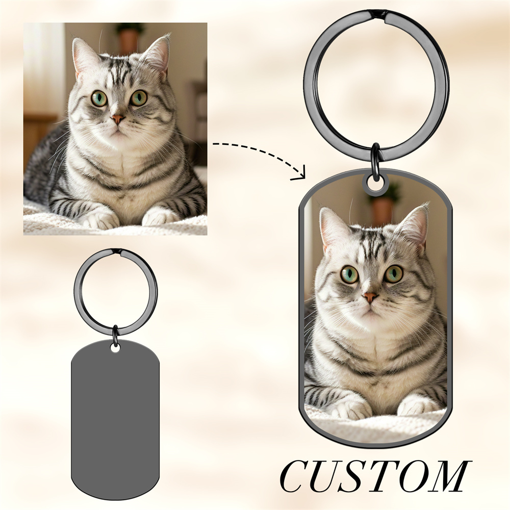 Chaveiro com foto personalizada, chaveiro feminino de aço inoxidável, retângulo, formato de coração, imagem personalizada, joia, presente de natal