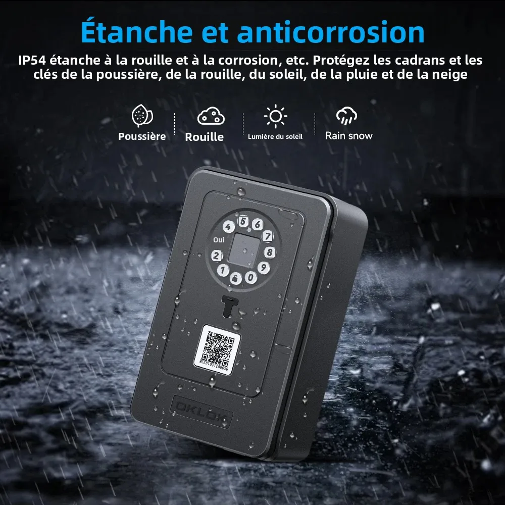 Camluxy boîte à clés intelligente clé de verrouillage de stockage de sécurité d'empreintes digitales 6 Code de mot de passe numérique boîte de sécurité Code combiné déverrouillage de carte IC