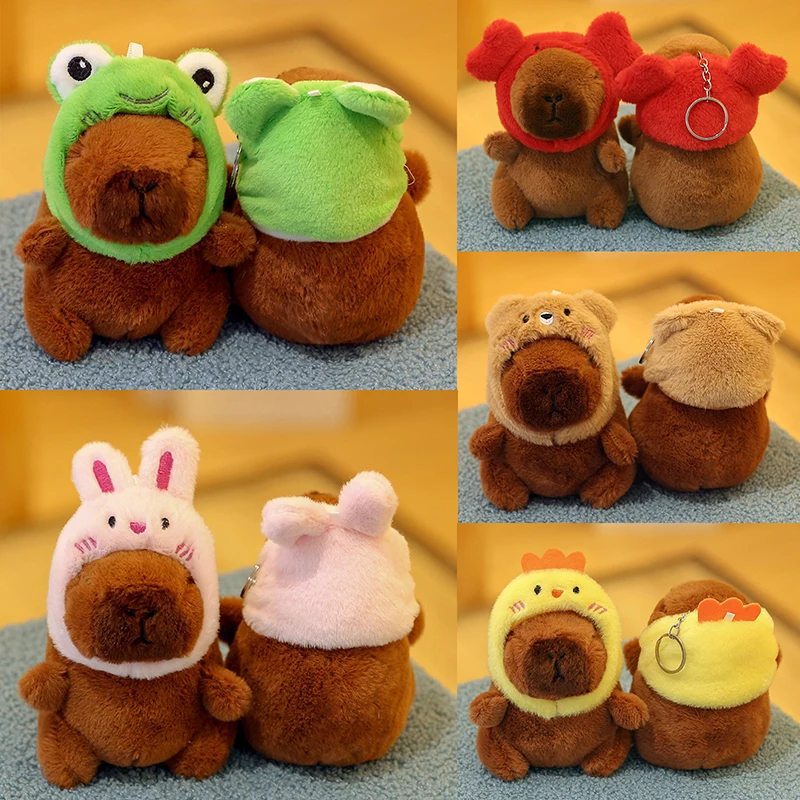 Capybara ตุ๊กตาผ้ากำมะหยี่ลายการ์ตูนพวงกุญแจตุ๊กตานุ่มนิ่มตุ๊กตายัดไส้พวงกุญแจห้อยกระเป๋าพวงกุญแจถุงรถพวงกุญแจของขวัญสำหรับเด็ก