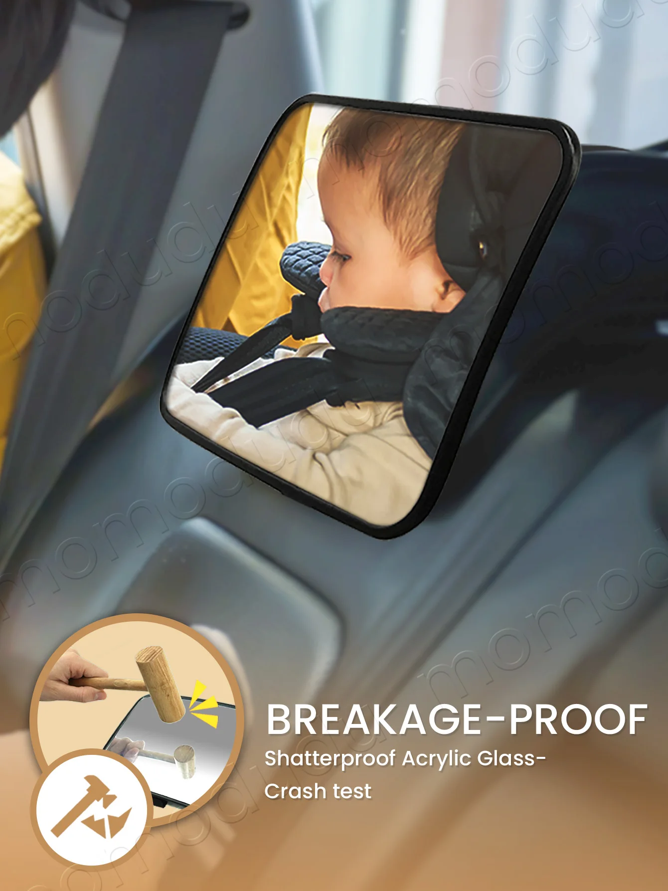 1 PC CRASH ทดสอบและได้รับการรับรอง Shatterproof รถเด็กกระจกสําหรับทารกด้านหลังกว้างขนาดใหญ่ Crystal CLEAR View