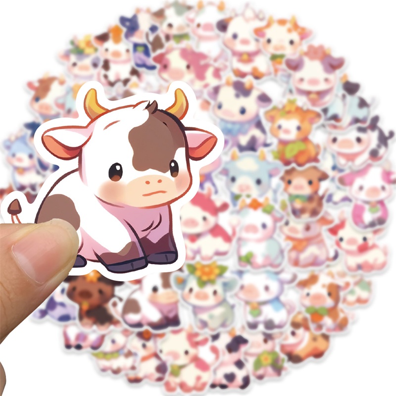 10/30/50 個かわいい虹牛 PVC 粘着ステッカー美的 DIY 韓国文具装飾スクラップブッキング学用品子供のため