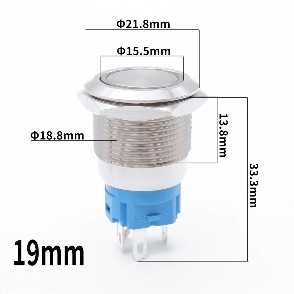 2Pcs DC 12V/24V Metal Latching Push Button Switch, 5 Pin Car RV Truck Boat SPDT ON/OFF Switch, Waterproof Self-Locking Round