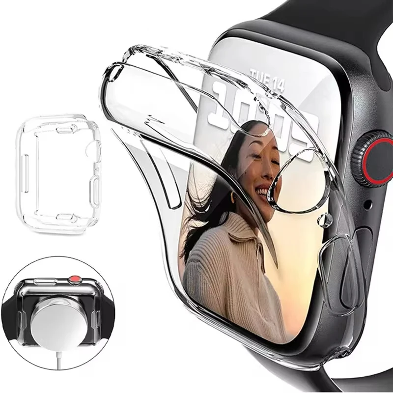 スクリーンプロテクター Apple Watch ケース 9 8 45 ミリメートル 41 ミリメートル 44 ミリメートル 40 ミリメートル 42 ミリメートルフル TPU バンパーカバーアクセサリー iwatch シリーズ 7 SE 6 5 4 3