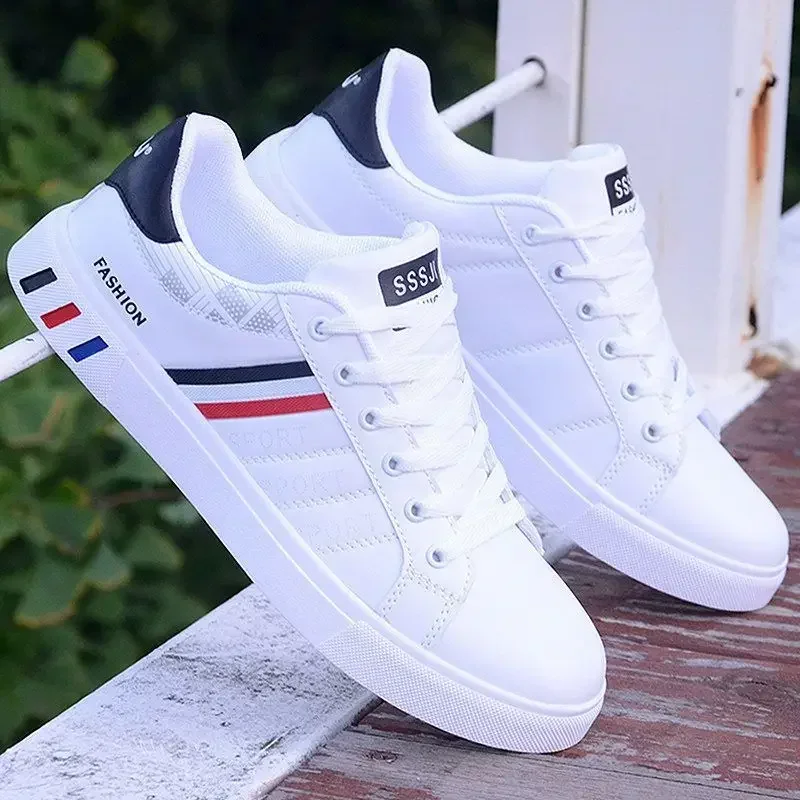 Männer Turnschuhe Casual Schuhe Männer Wohnungen Zapatillas Hombre Leichte Pu Leder Atmungsaktive Schuh Herren Weiß Sport Tenis Schuhe