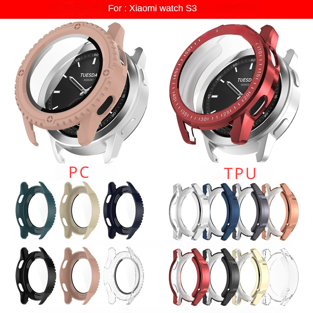 PC Case + กระจกนิรภัยสําหรับ Xiaomi นาฬิกา S3 กรณีคลุมทั้งหมดป้องกันหน้าจอ Smartwatch กันชนทําความสะอาดผ้าฝ้าย