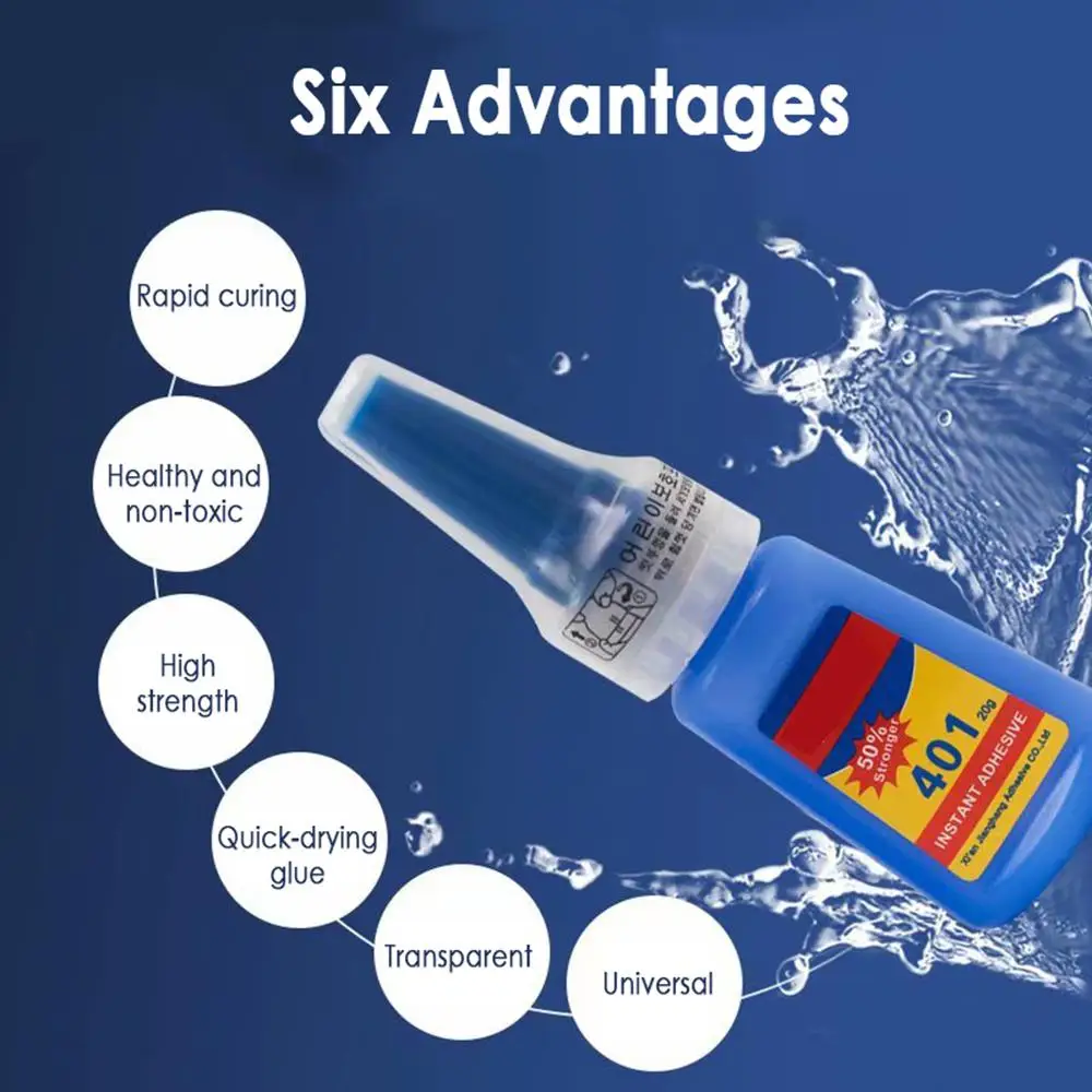 20g 401 Glue Instant Fast Adhesive 20ML Bottle Stronger Super Glue Multi-Purpose Fix HOT Super Strong Liquid Colorless Adhesive