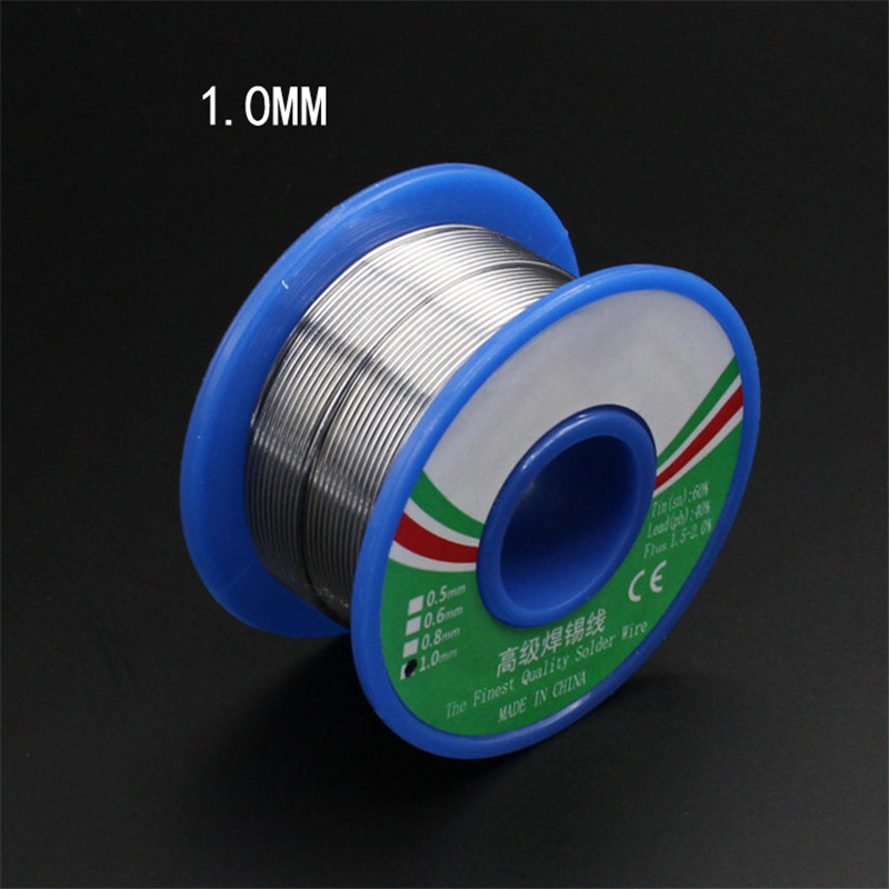 Alambre de soldadura de estaño, núcleo de colofonia, flujo de soldadura 1,5, 2,0, carrete de alambre de hierro, 50g de diámetro, 60, 40, 1 unidad