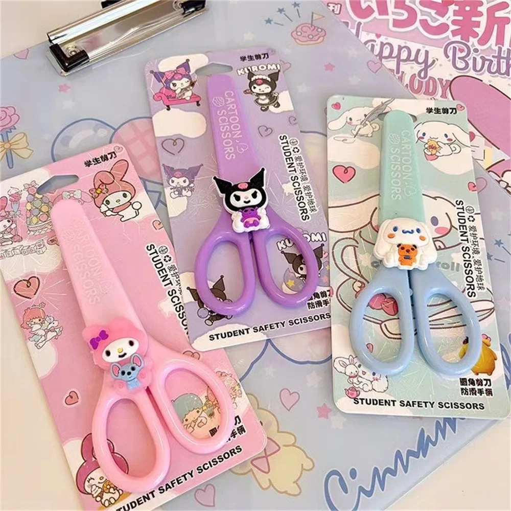 Sanrio Kuromi cannelle mélodie ciseaux faits à la main Kawaii enfants sécurité coque en Silicone enfant papeterie fournitures scolaires cadeau