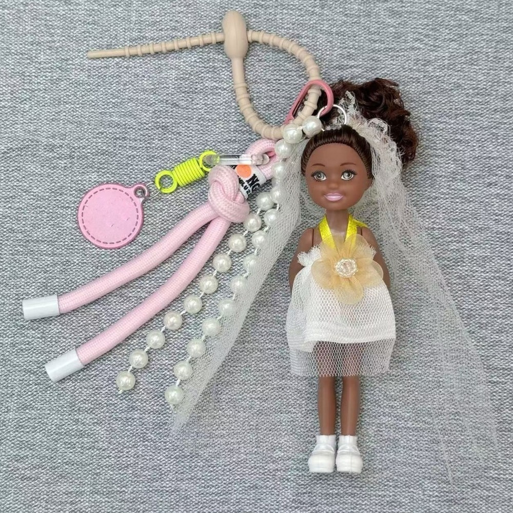Princess Doll Pendant Keychain Backpack Hanging Ornament DIY Change Clothes Bag Charm Car Key Ring Bag Decor for Doll