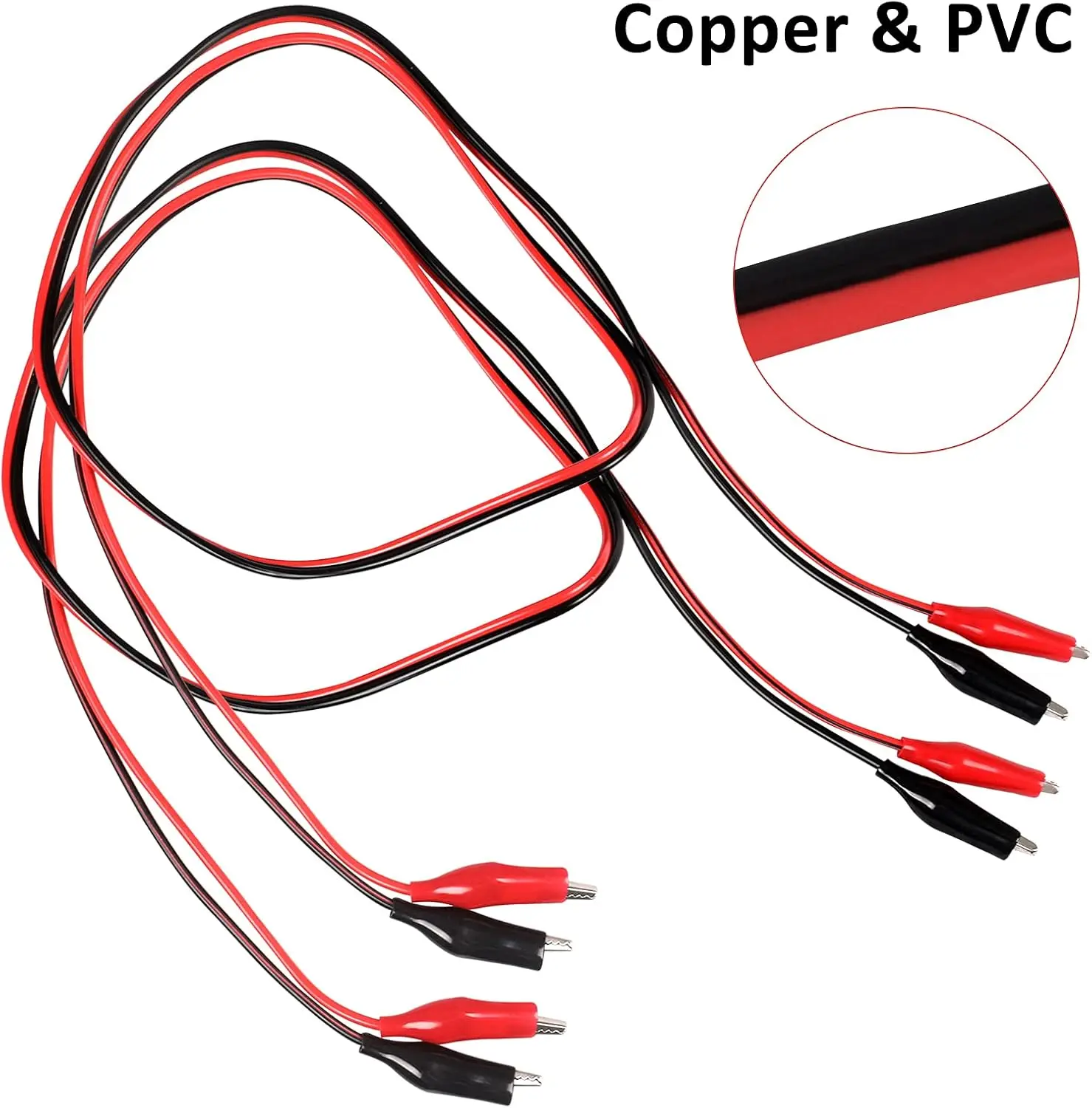 4 pares de pinzas de cocodrilo de 1M, cables de prueba eléctricos y aislados con pinzas de cocodrilo, cables de puente de doble punta para estampado