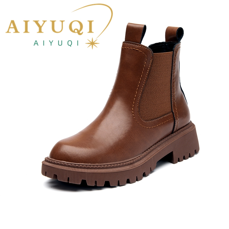 AIYUQI, botas Chelsea para mujer de piel auténtica, nueva moda Otoño Invierno, botines para mujer, botas Retro Marton para mujer WHSLE MTO