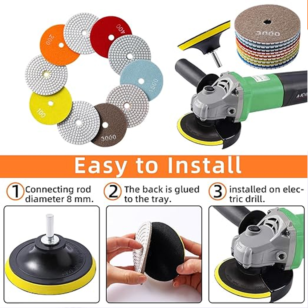 3/4/5/6/7 인치 다이아몬드 연마 패드 드릴 샌딩 화강암 대리석 석영 타일 유리 연삭 도구에 대한 건식/습식 버프 디스크 연마재