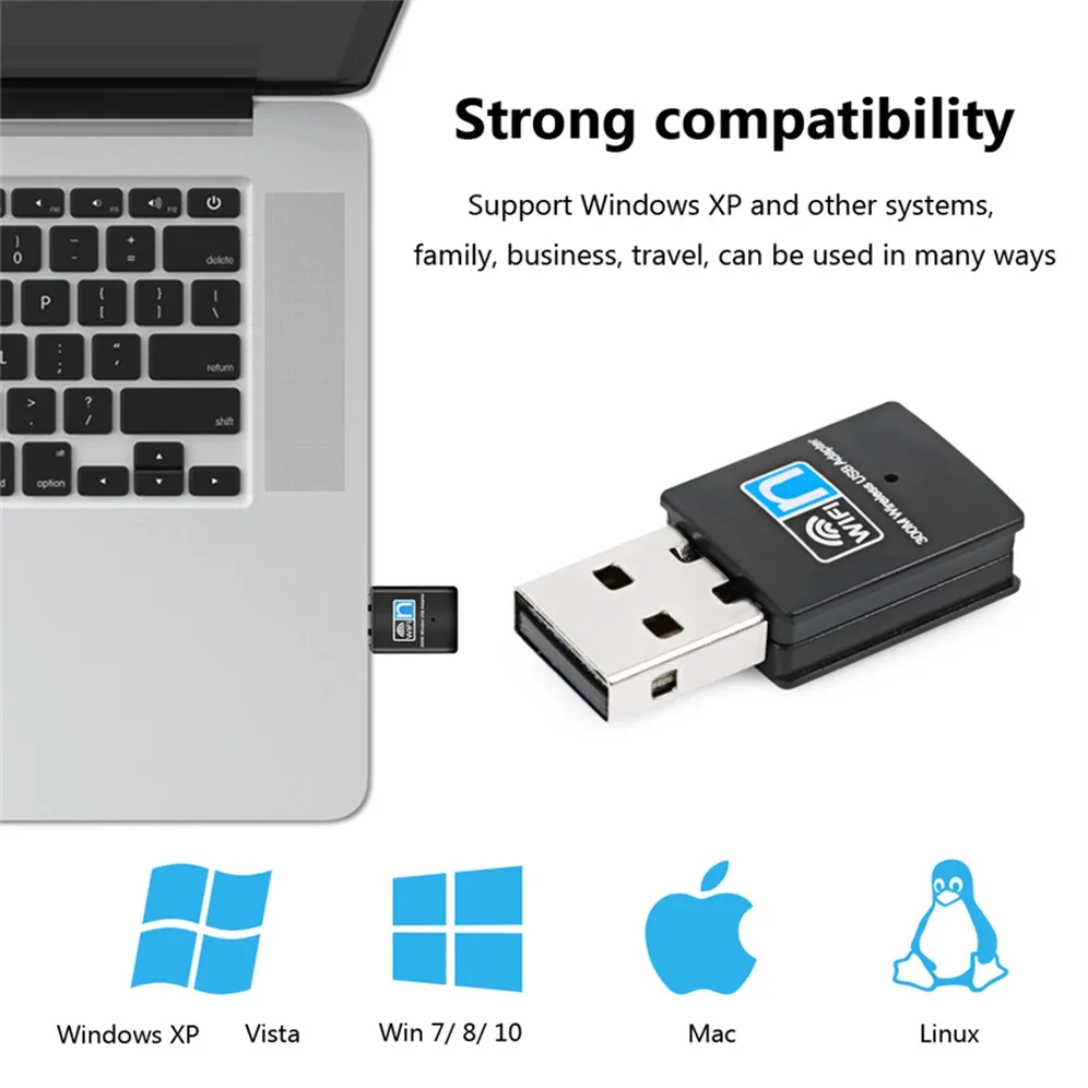 USB Wi-Fi адаптер 300 Мбит/с, 2,4 ГГц, 802.11n