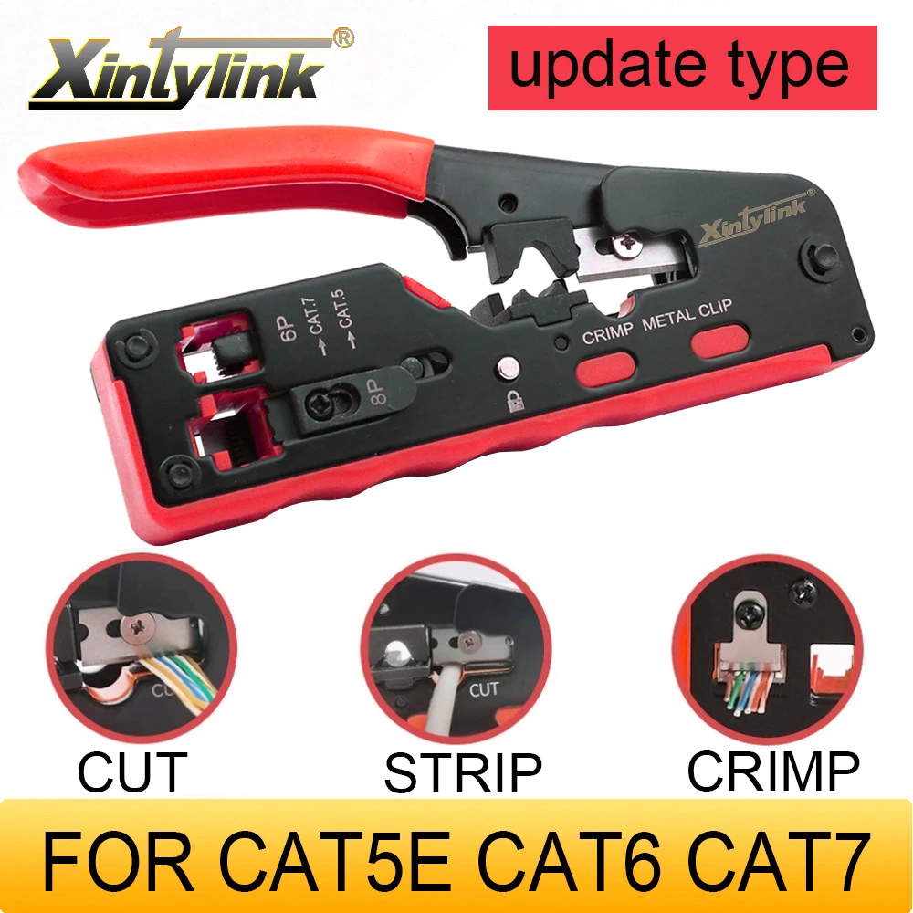 Новинка 2024, обжимные плоскогубцы CAT5 CAT6 CAT6A CAT7 CAT8, Обжимные Щипцы rj45, сетевой инструмент, Стриппер, резак для кабеля ethernet, зажим, стандартная лента