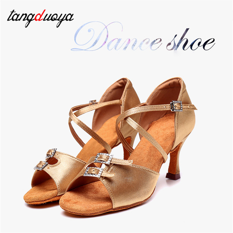 Neue seide Latin Dance Schuhe Frauen Ballsaal High Heel Tanz Schuhe Weiche Sohle Tango Salsa Party Schuhe Für Damen Mädchen Sandalen