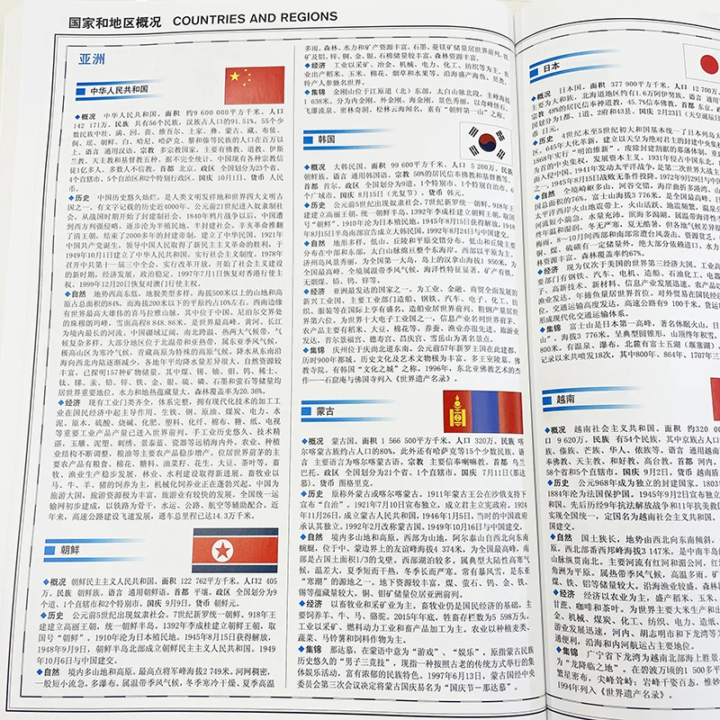 2025 A4 Size 225Pages Atlas of the World Large Print Map Book Bilingual Version( Chinese&Other Language) Geographical Reference