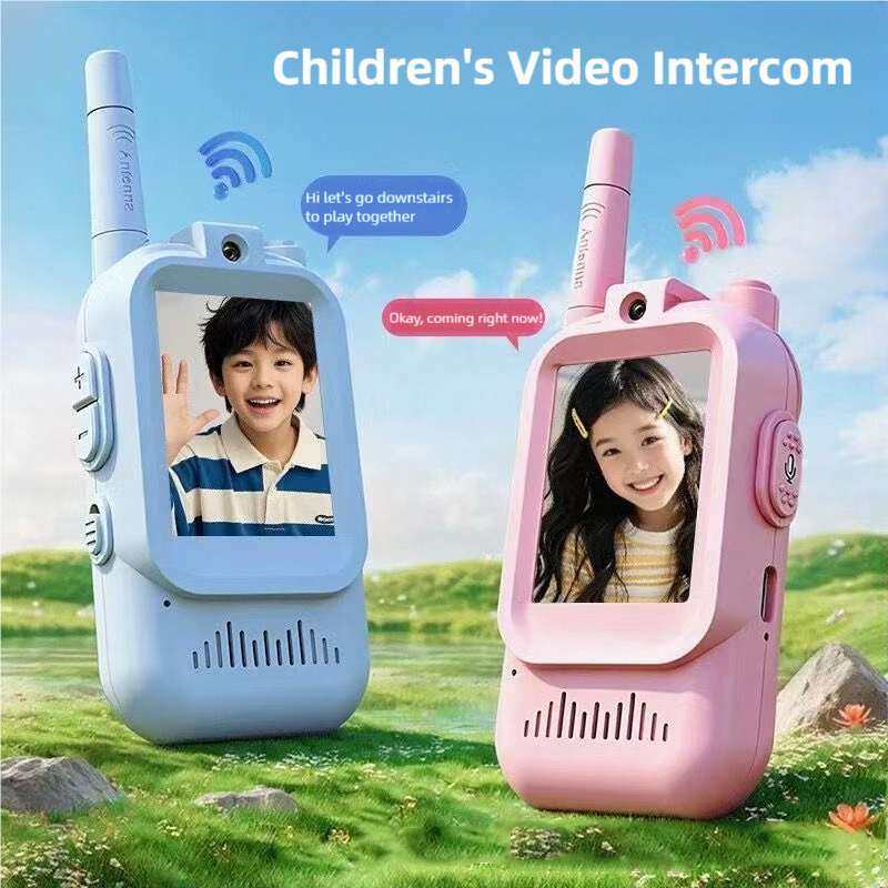 Video Walkie Talkies for Kids 2 Pack Rechargeable Intercom Walkie-talkie Cute 2 Inch Screen One-Click Call Child Video Intercom