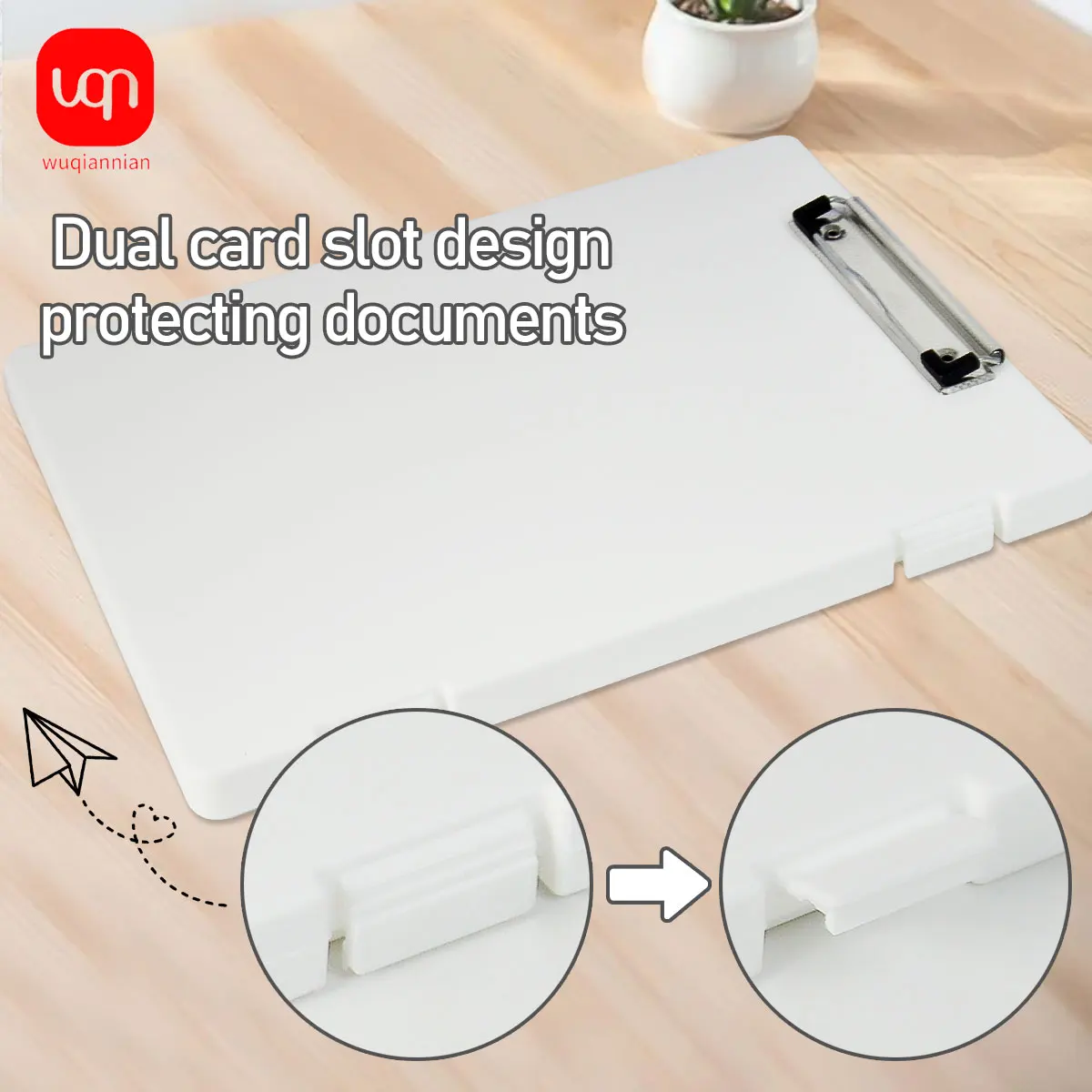 WQN-1PC Durable Multi-functional A4 Folder Storage Box, Large-capacity Writing Storage Integrated Writing Board Data Storage Box