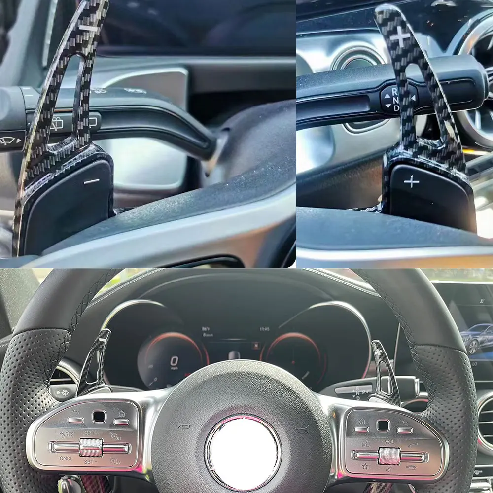 For Mercedes-Benz A B C E Class CLA GLA CLS GLC Paddle Shifter Carbon Fiber Car Steering Wheel Shift Paddle Extension Shifters