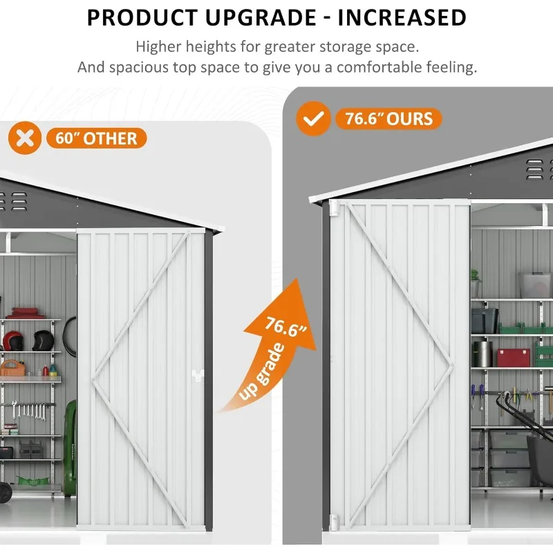 8 x 12 FT Outdoor Storage Shed, Metal Garden Shed with with Updated Frame Structure, Tool Sheds for Backyard Garden Patio