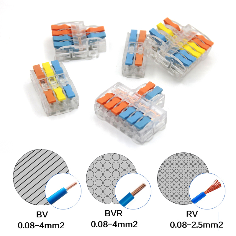 10/50 PCS Mini Fast Wiring Connectors Universal Compact Lever Crimp Splitter Electrical Conductors Push-in Home Terminal Block
