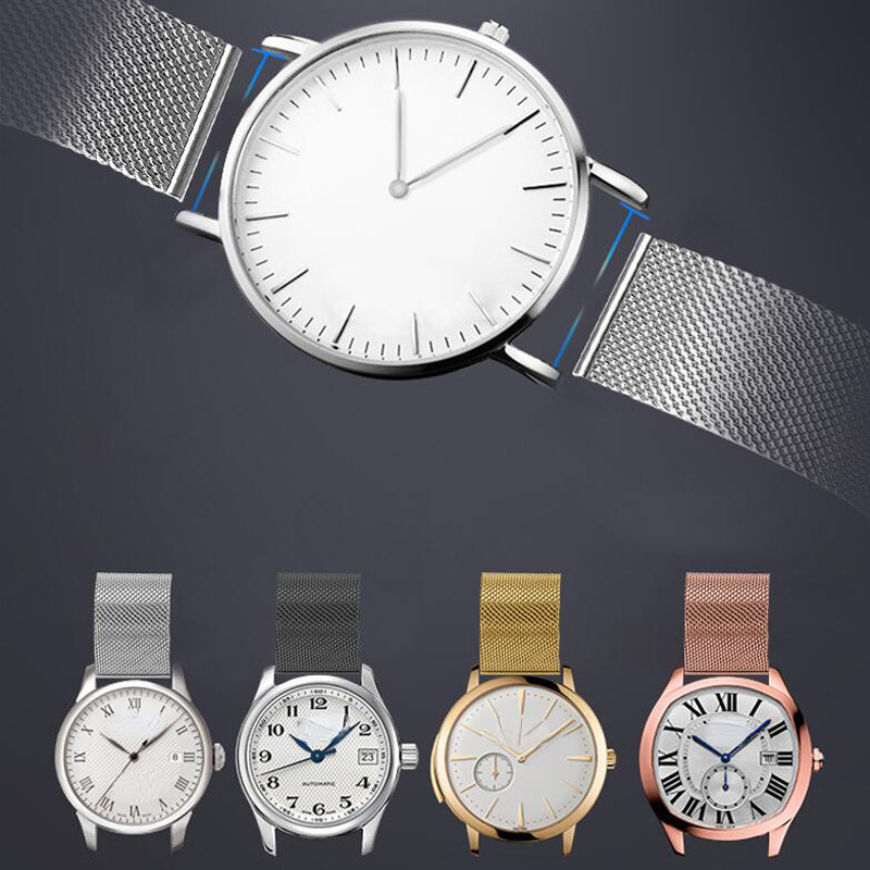 ステンレス鋼の時計ストラップ,メッシュバックルクロージャー,8mm, 10mm, 12mm, 14mm, 15mm, 16mm, 20mm, 24mm