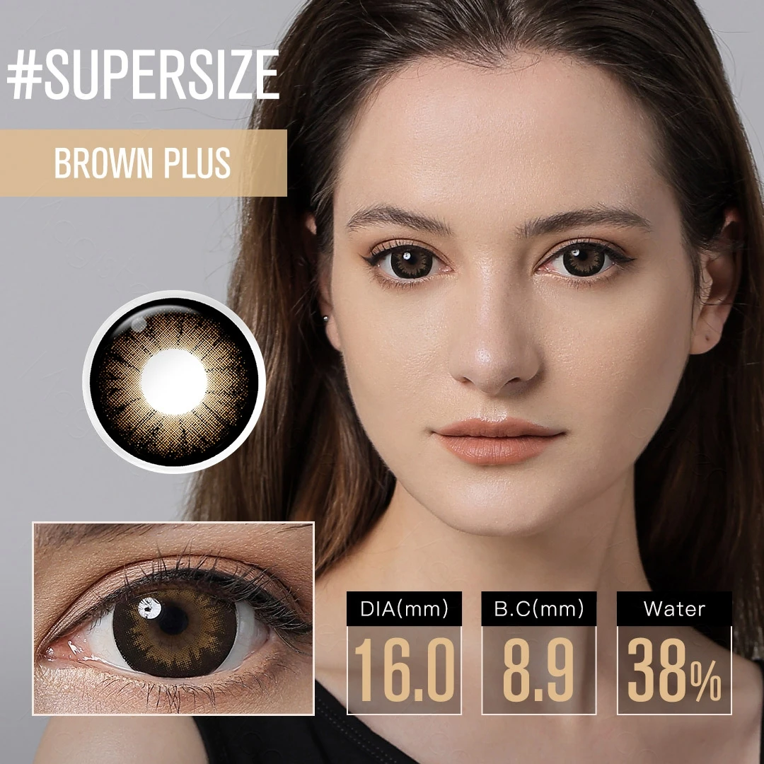 (0 ~ -8.0)16.0Mm Đôi Mắt To Màu Kính Áp Tròng Năng Đen Màu Kính Cho Đôi Mắt Vẻ Đẹp Mỹ Phẩm Màu Nâu 2PC ống Kính