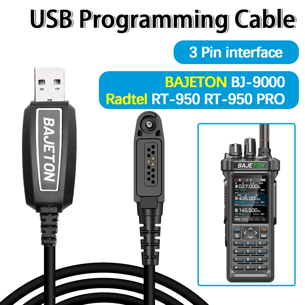 BAJETON Original USB-Programmierkabel für Bajeton BJ-9000 Radtel RT-950 RT-950 PRO Amateurfunk