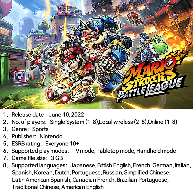 Mario Strikers Battle League Nintendo Switch Игра Игровая консоль Nintendo Switch официальная игровая карта 100% для Switch OLED Lite