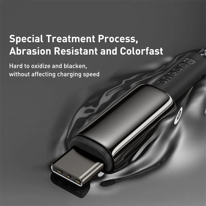 Cavo Baseus 100W tipo C per iPhone 15 USB C PD cavo di ricarica rapida per caricabatterie per Macbook Samsung Xiaomi tipo C cavo USB C