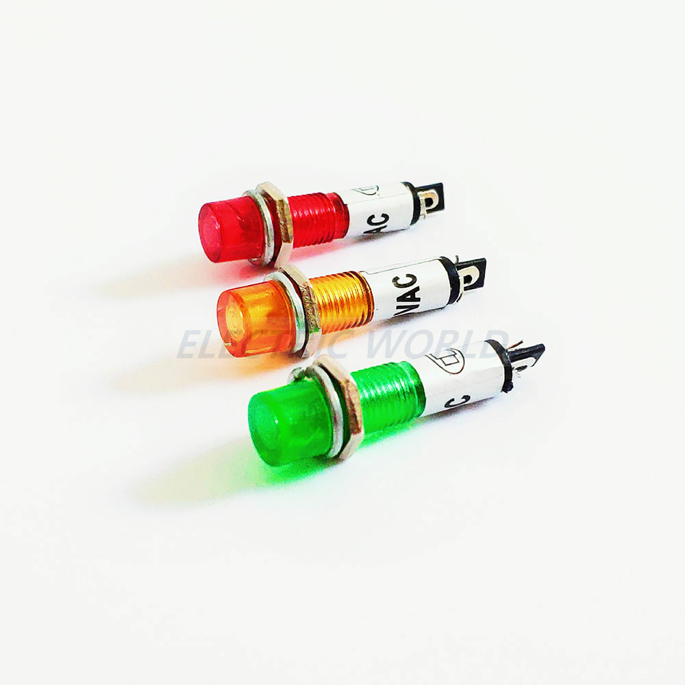 Luzes indicadoras de plástico led 7mm buraco 5 peças lâmpada de sinal à prova d' água 12v 24v 220v sem fio lâmpada de sinal de energia indicação led