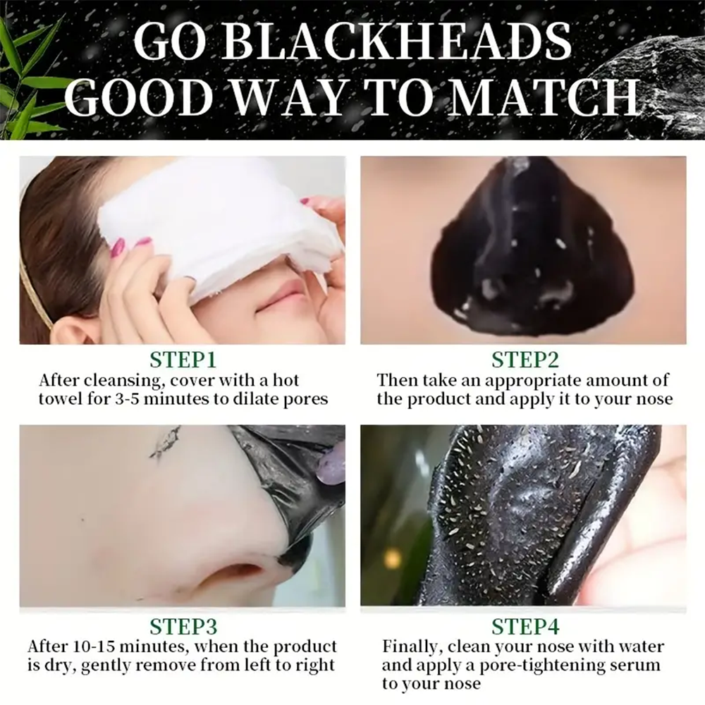 Bamboe Houtskoolvezelmasker Mee-eter verwijderen Diep masker Diepe reiniging Reiniging Exfoliërend masker Behandeling Zwart masker
