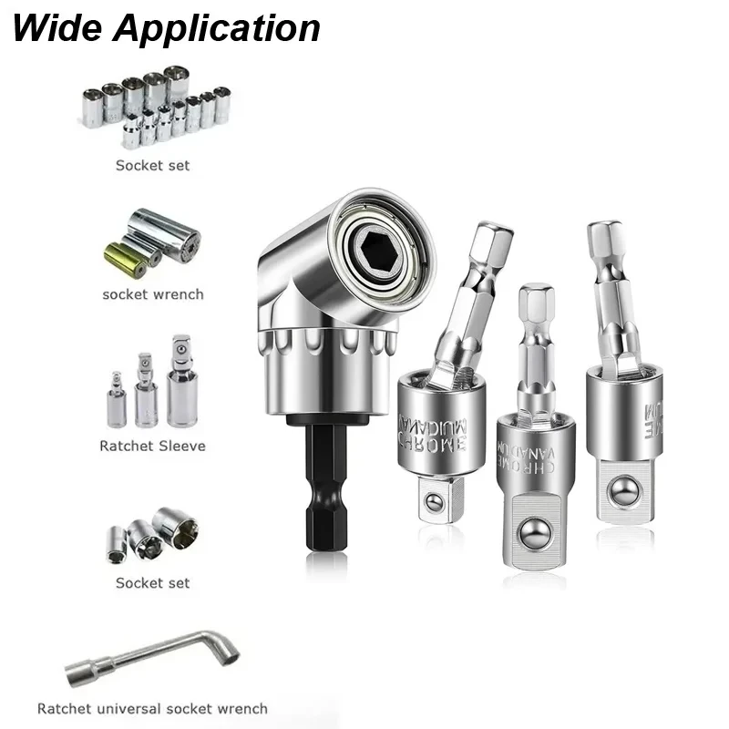 Portabrocas angular, accesorio de 105 grados, adaptador de enchufe hexagonal, juego de extensión, herramienta eléctrica, destornillador giratorio, tuerca de soporte