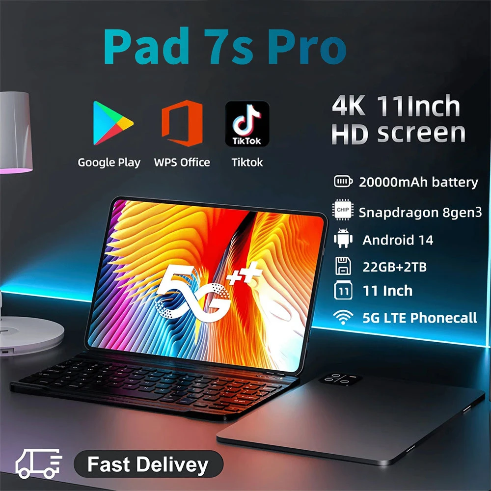 2025 Nieuwe Originele Pad 7S Pro Tabletten 11 inch Global Edition HD Tab Android 14 20000 mAh 5G Dual SIM WiFi GPS Tablet PC 22 GB + 2 TB